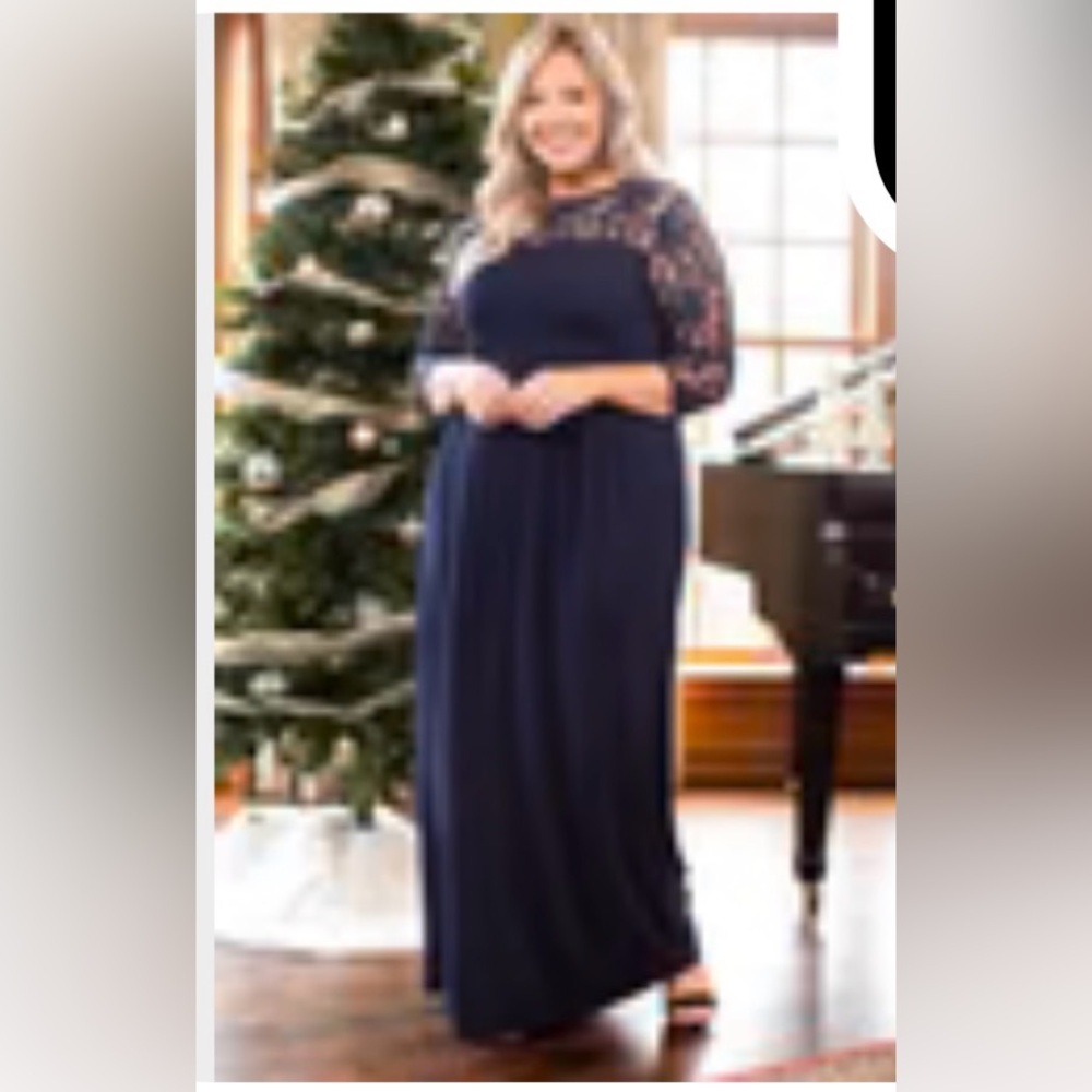 Chic Soul Looking Elegant Maxi Dress, Navy 1X - worn once EUC - Picture 10 of 10
